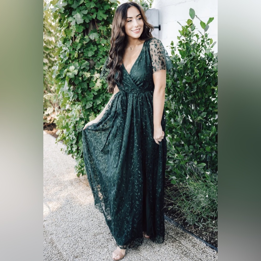 Baltic Born Dark Green Lace Maxi Dress